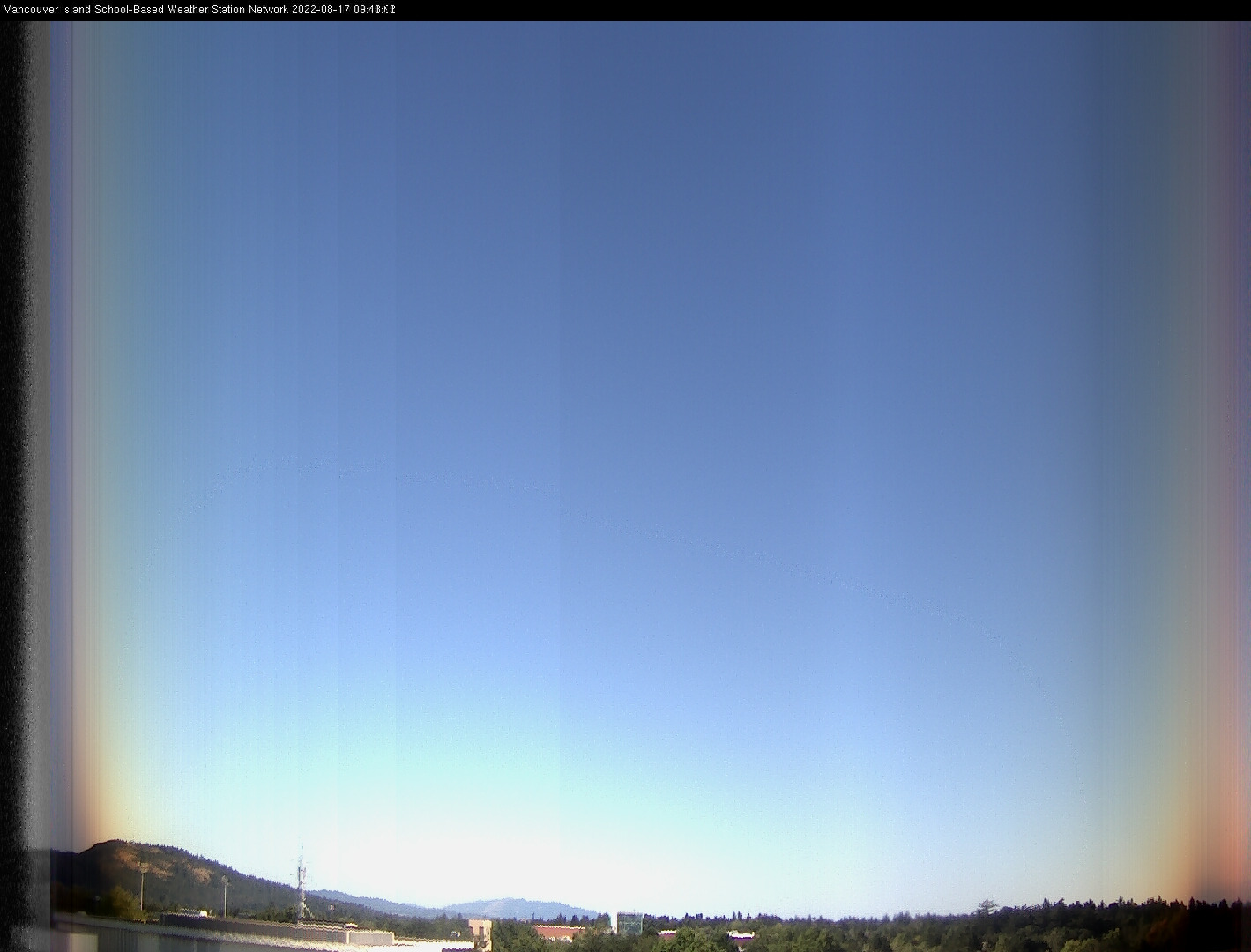 image of the sky seen from UVic, each column of pixels is a different minute, keogram