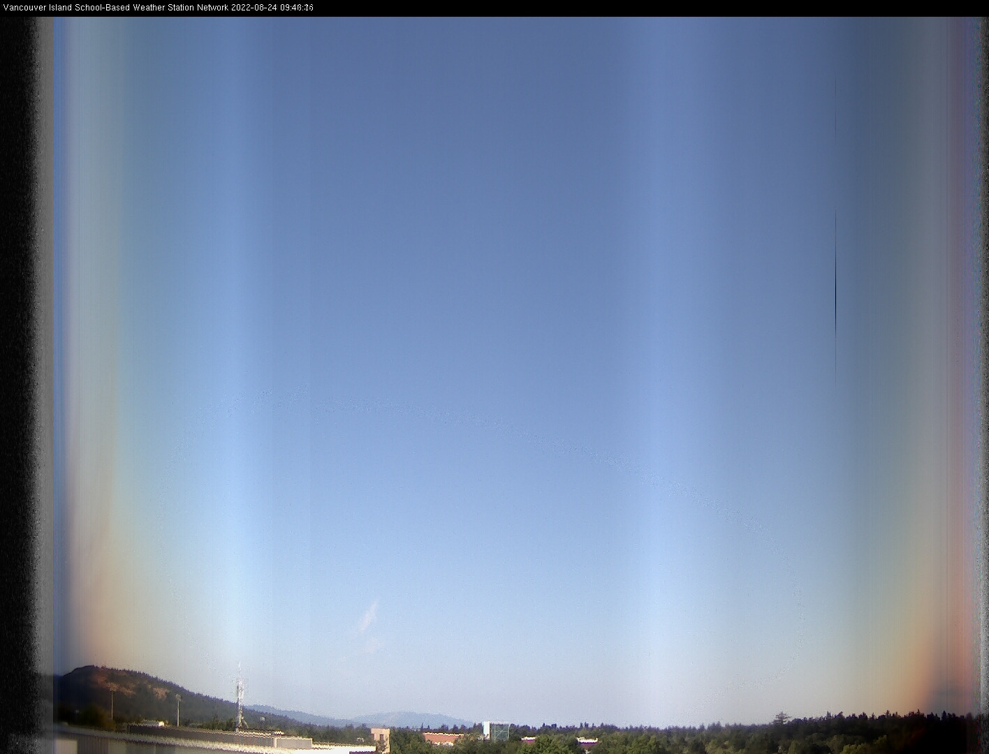 image of the sky seen from UVic, each column of pixels is a different minute, keogram