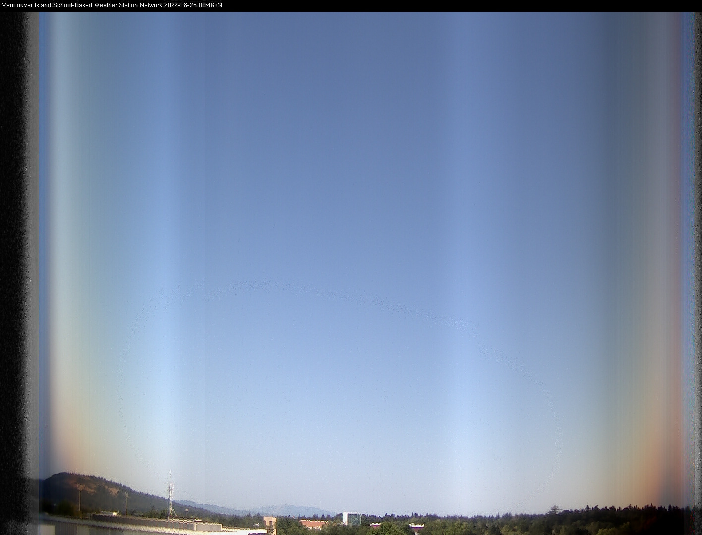 image of the sky seen from UVic, each column of pixels is a different minute, keogram