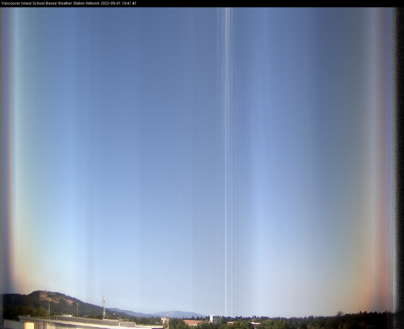 image of the sky seen from UVic, each column of pixels is a different minute, keogram