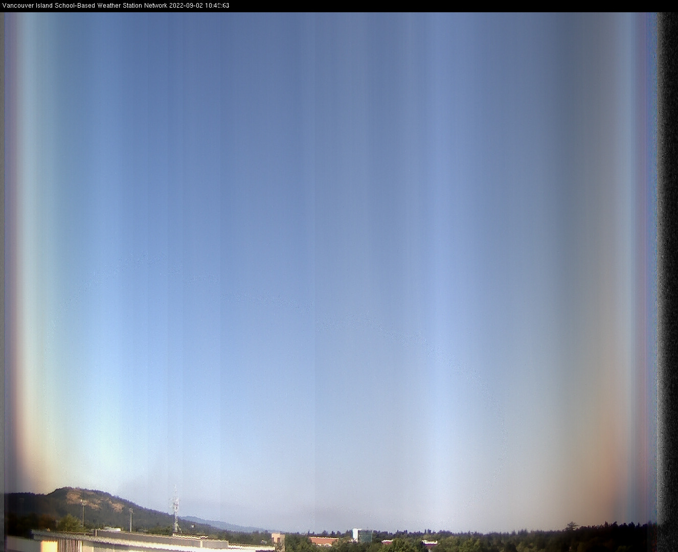 image of the sky seen from UVic, each column of pixels is a different minute, keogram
