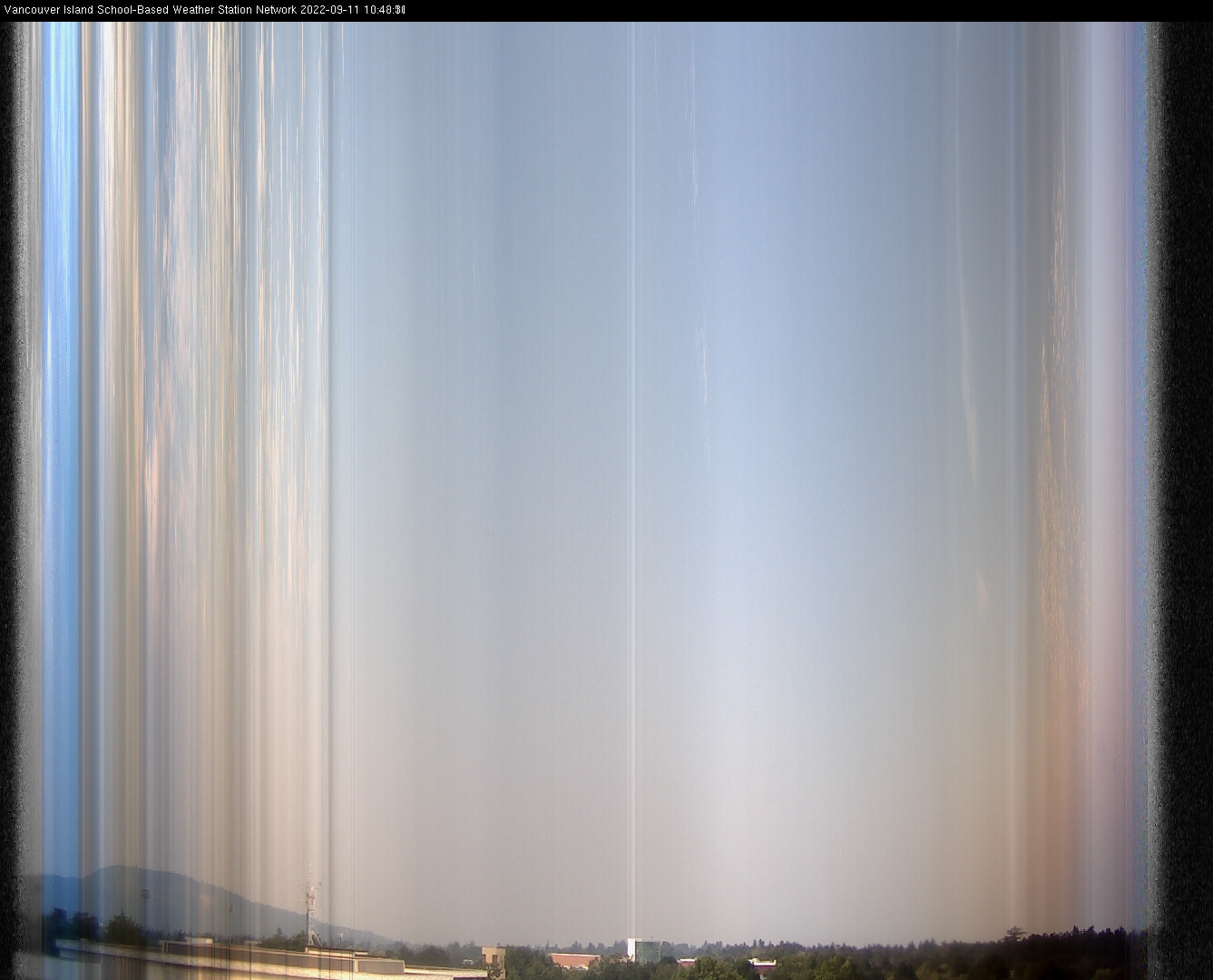 image of the sky seen from UVic, each column of pixels is a different minute, keogram
