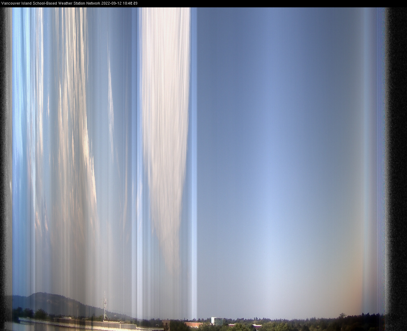 image of the sky seen from UVic, each column of pixels is a different minute, keogram