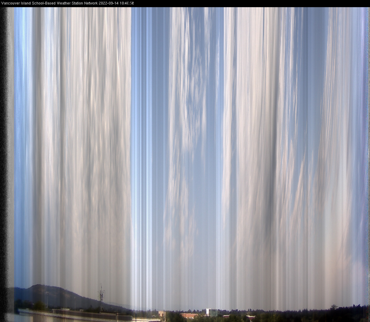image of the sky seen from UVic, each column of pixels is a different minute, keogram