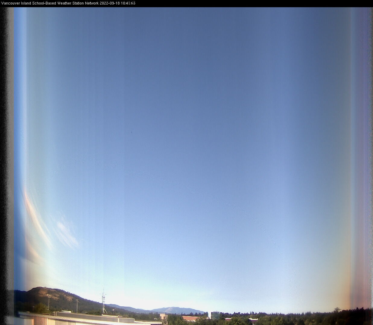 image of the sky seen from UVic, each column of pixels is a different minute, keogram