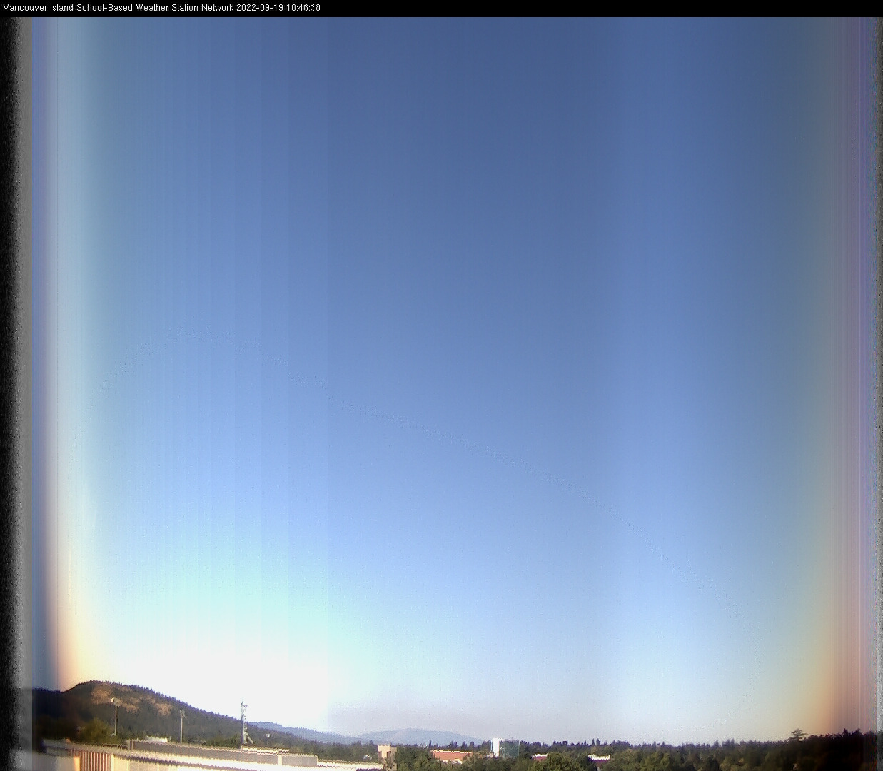 image of the sky seen from UVic, each column of pixels is a different minute, keogram