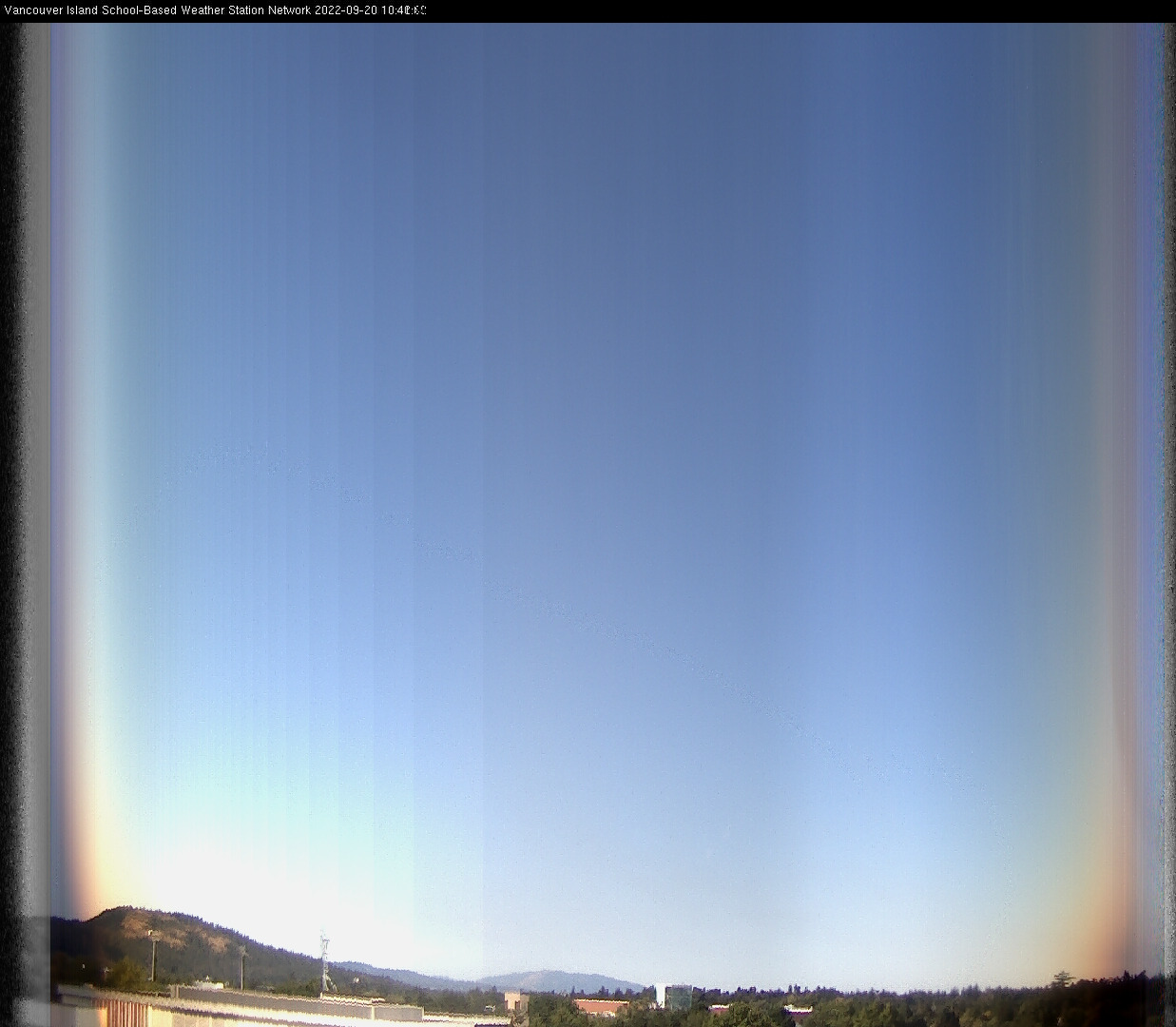 image of the sky seen from UVic, each column of pixels is a different minute, keogram