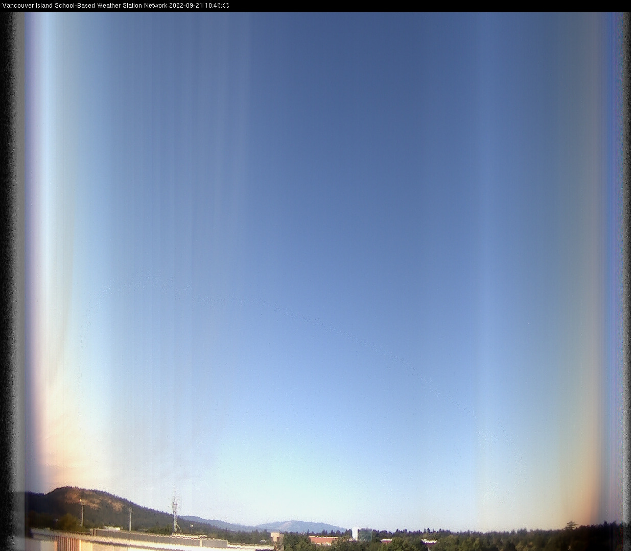 image of the sky seen from UVic, each column of pixels is a different minute, keogram