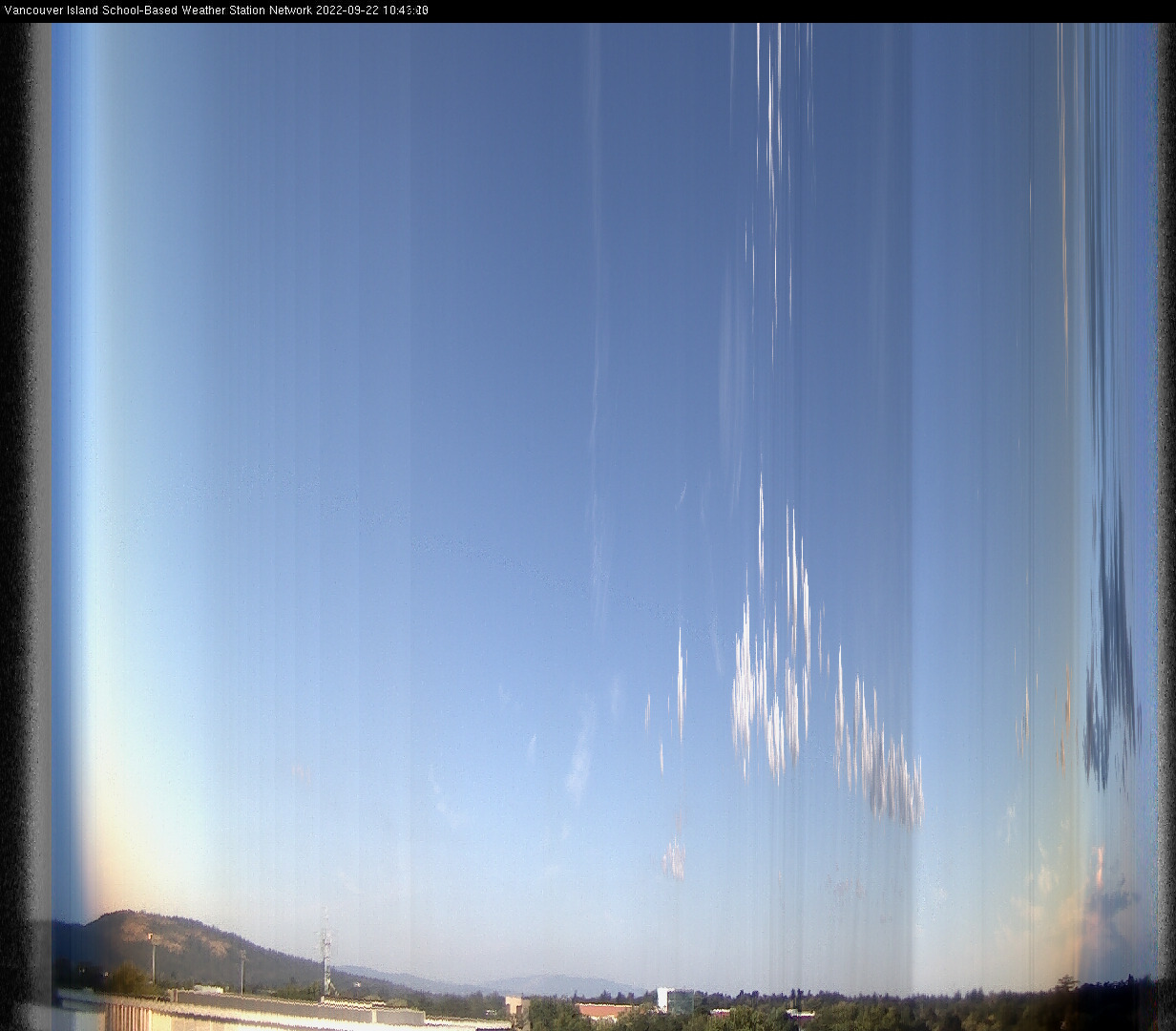 image of the sky seen from UVic, each column of pixels is a different minute, keogram