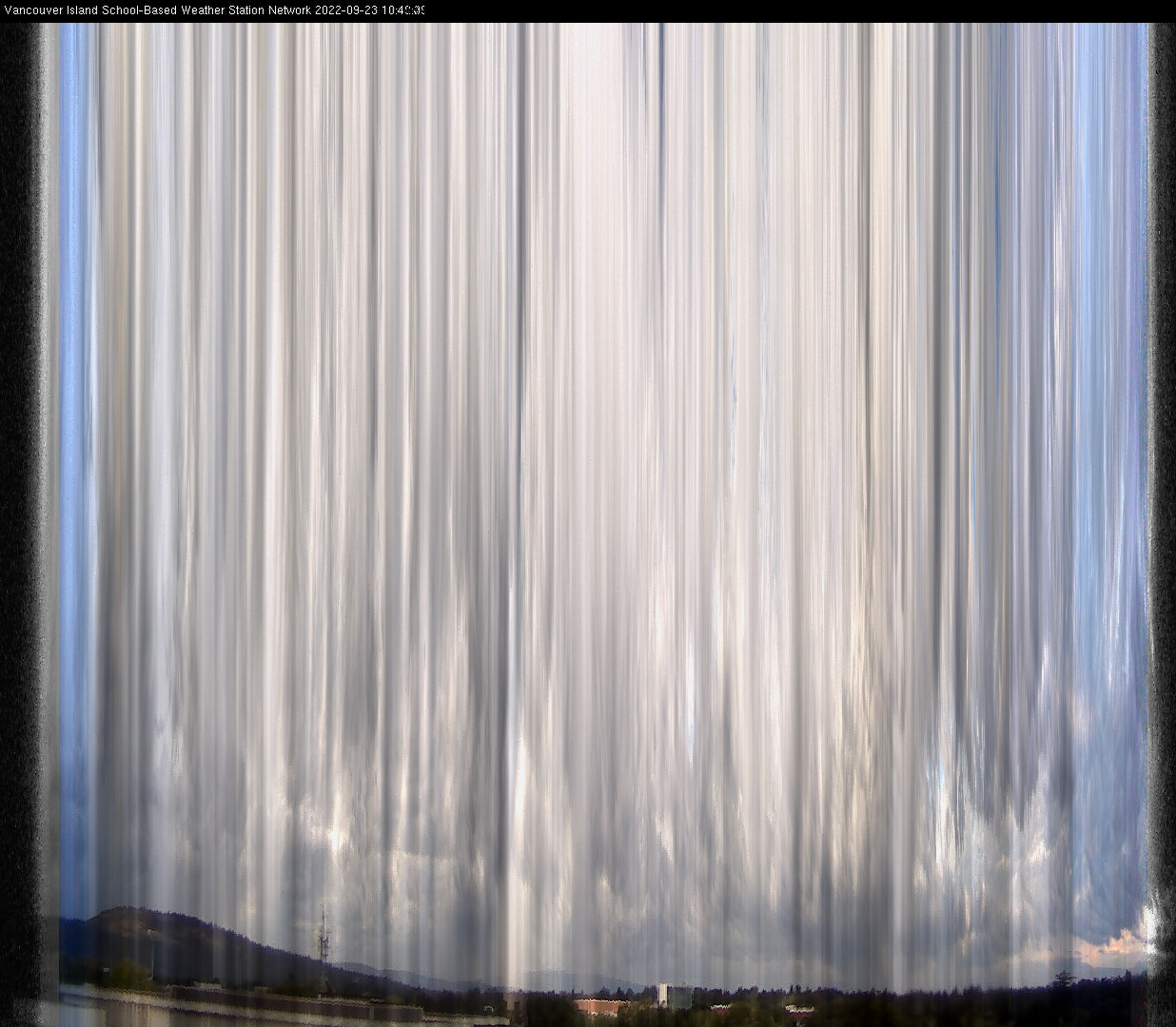 image of the sky seen from UVic, each column of pixels is a different minute, keogram