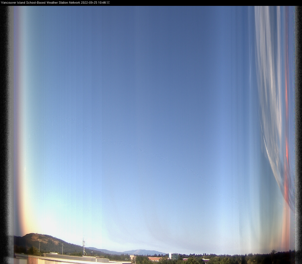 image of the sky seen from UVic, each column of pixels is a different minute, keogram