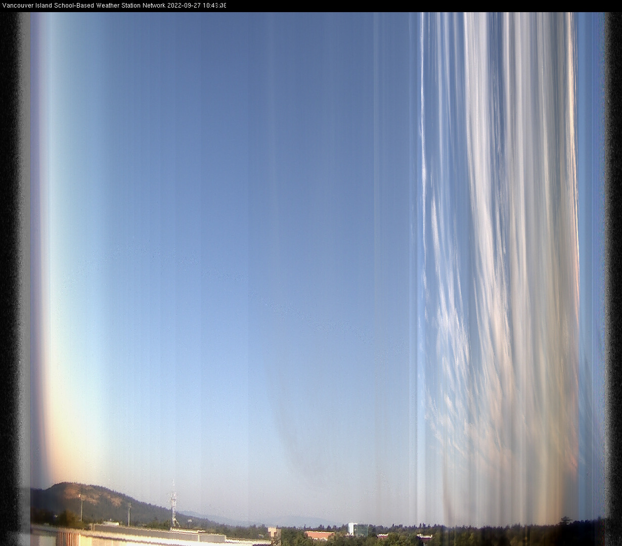 image of the sky seen from UVic, each column of pixels is a different minute, keogram