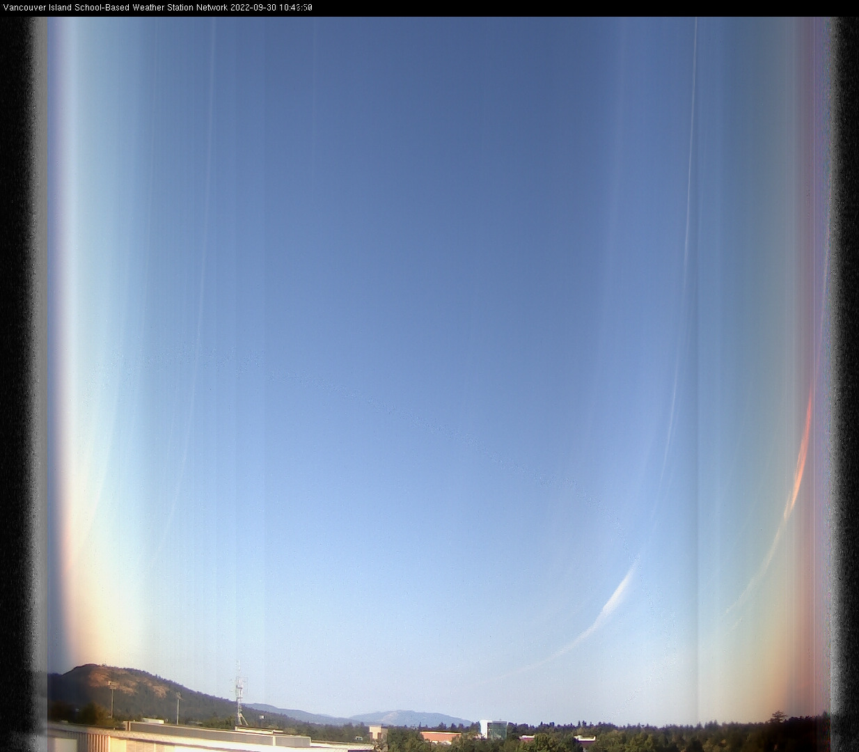 image of the sky seen from UVic, each column of pixels is a different minute, keogram