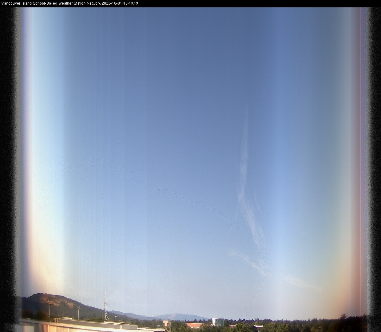 image of the sky seen from UVic, each column of pixels is a different minute, keogram