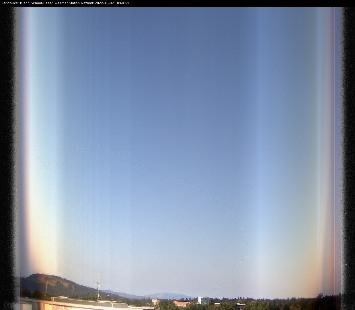 image of the sky seen from UVic, each column of pixels is a different minute, keogram