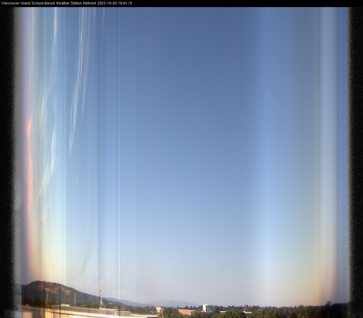 image of the sky seen from UVic, each column of pixels is a different minute, keogram