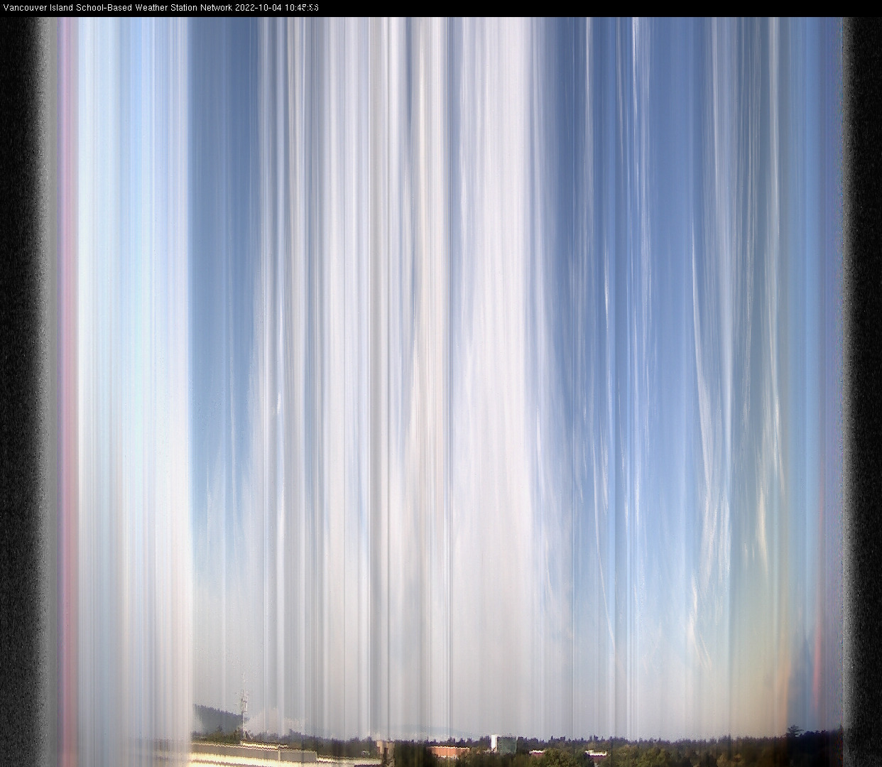 image of the sky seen from UVic, each column of pixels is a different minute, keogram