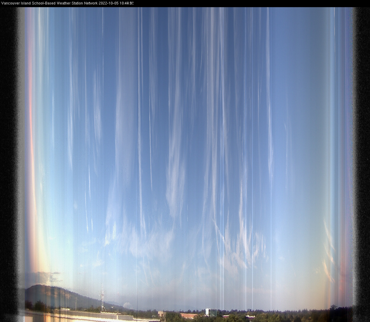image of the sky seen from UVic, each column of pixels is a different minute, keogram