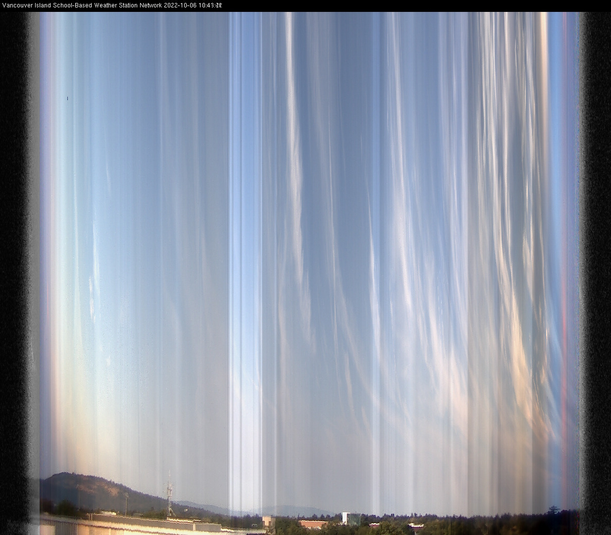 image of the sky seen from UVic, each column of pixels is a different minute, keogram