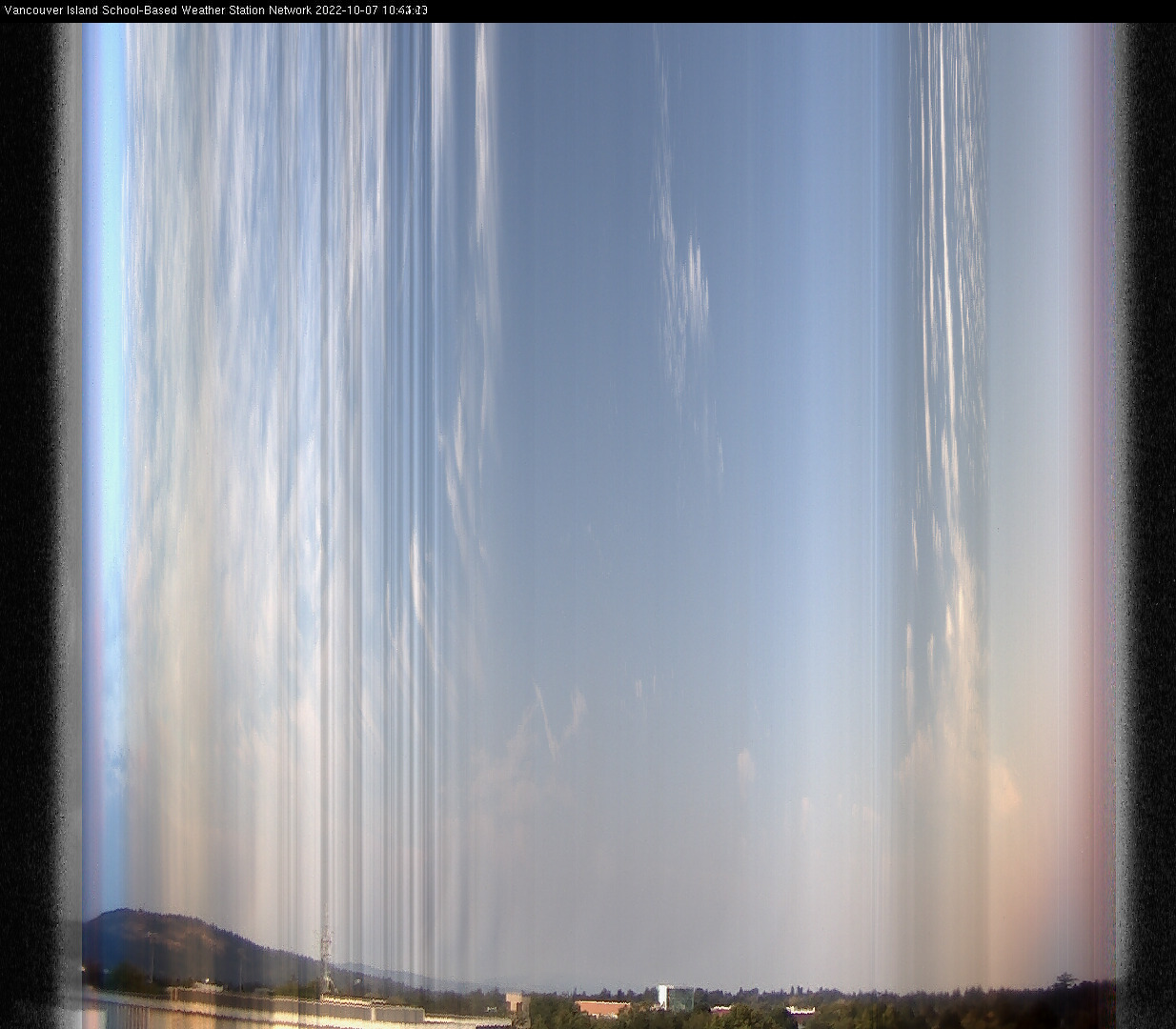 image of the sky seen from UVic, each column of pixels is a different minute, keogram