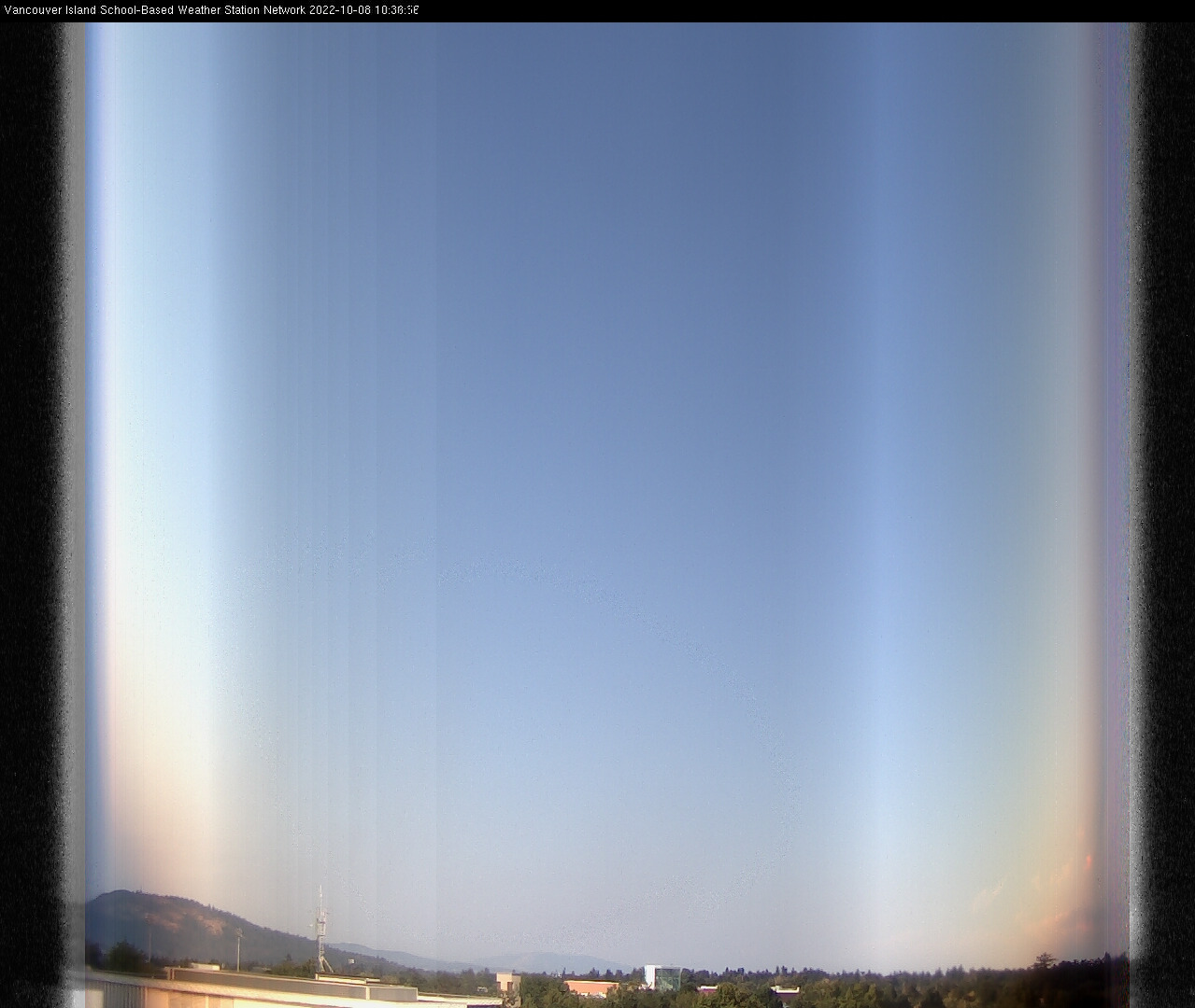 image of the sky seen from UVic, each column of pixels is a different minute, keogram