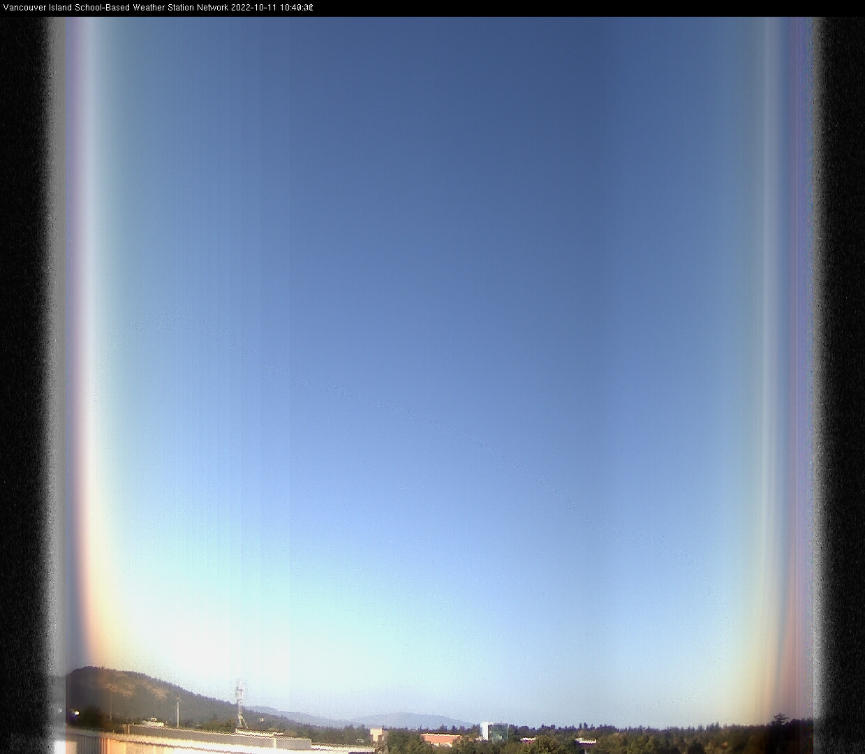 image of the sky seen from UVic, each column of pixels is a different minute, keogram