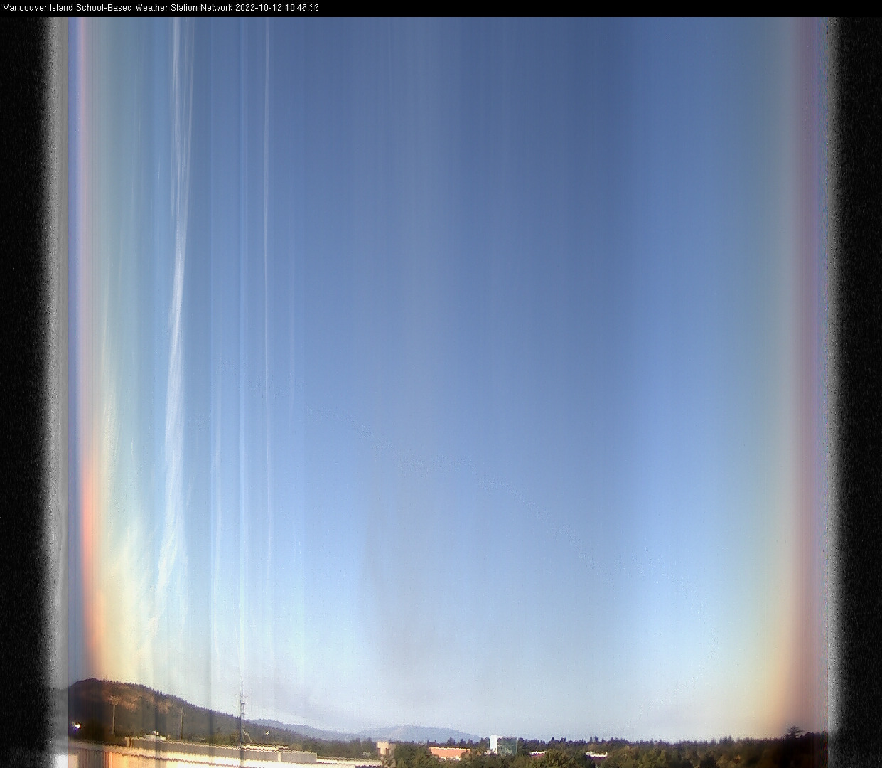 image of the sky seen from UVic, each column of pixels is a different minute, keogram