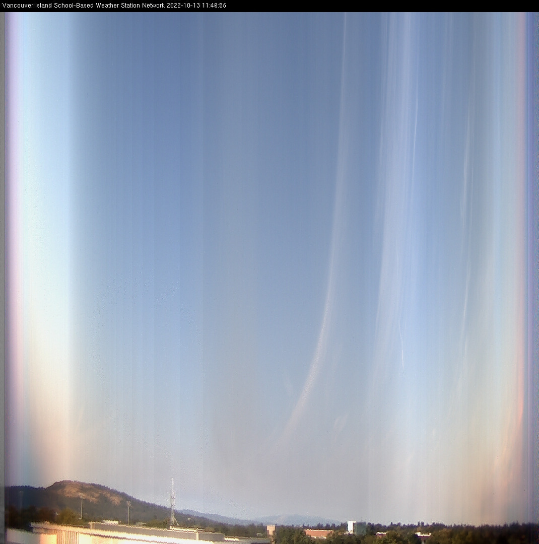 image of the sky seen from UVic, each column of pixels is a different minute, keogram
