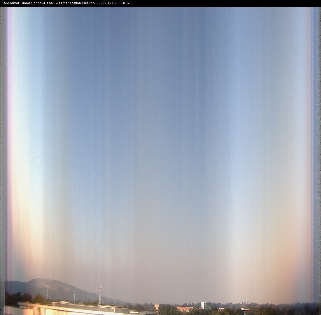 image of the sky seen from UVic, each column of pixels is a different minute, keogram