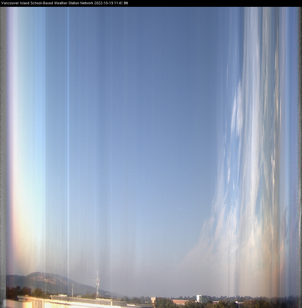 image of the sky seen from UVic, each column of pixels is a different minute, keogram
