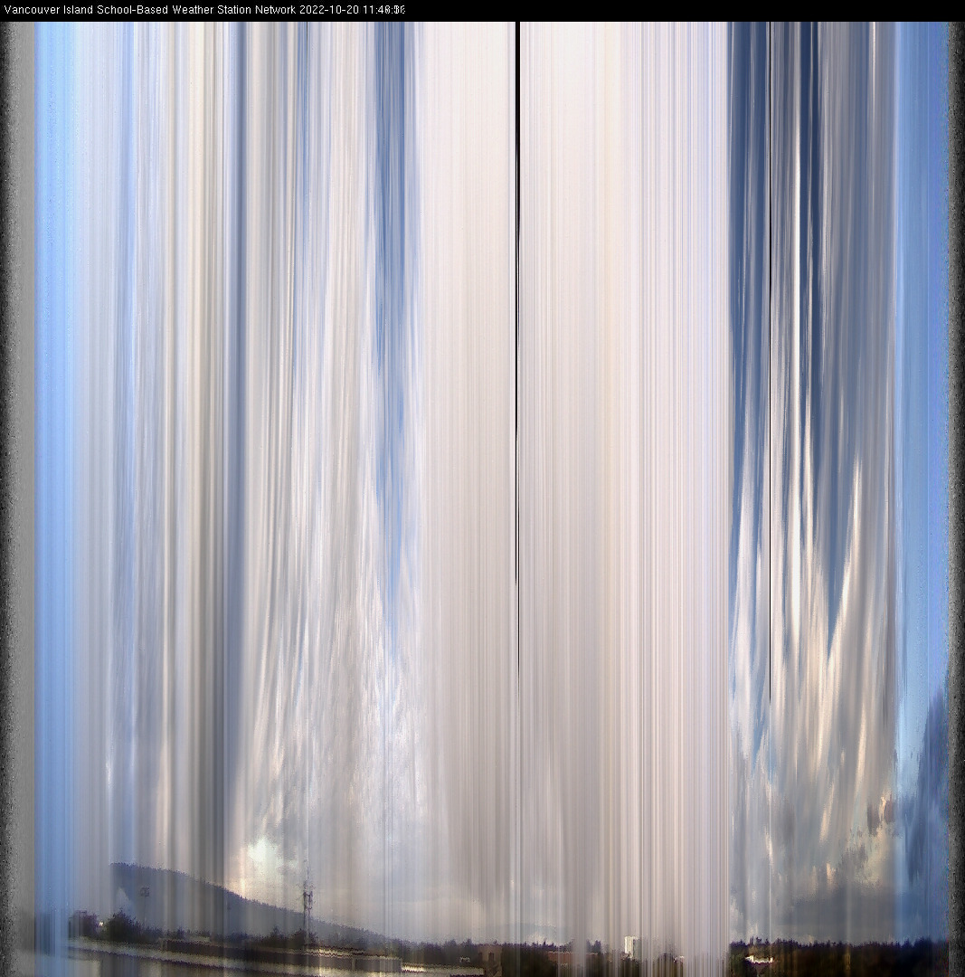 image of the sky seen from UVic, each column of pixels is a different minute, keogram
