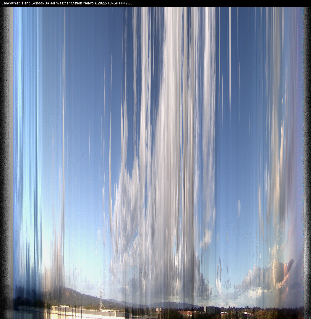 image of the sky seen from UVic, each column of pixels is a different minute, keogram