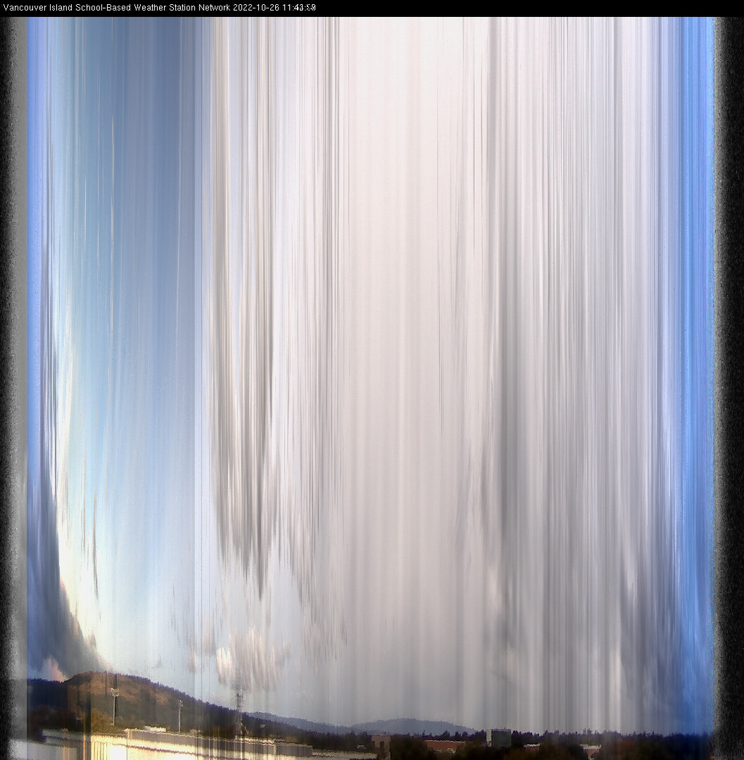image of the sky seen from UVic, each column of pixels is a different minute, keogram