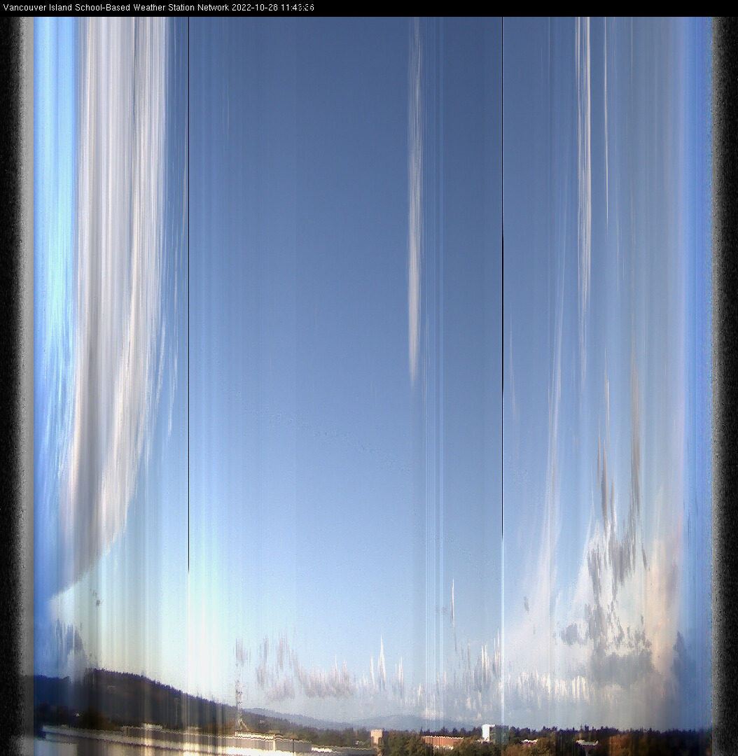 image of the sky seen from UVic, each column of pixels is a different minute, keogram