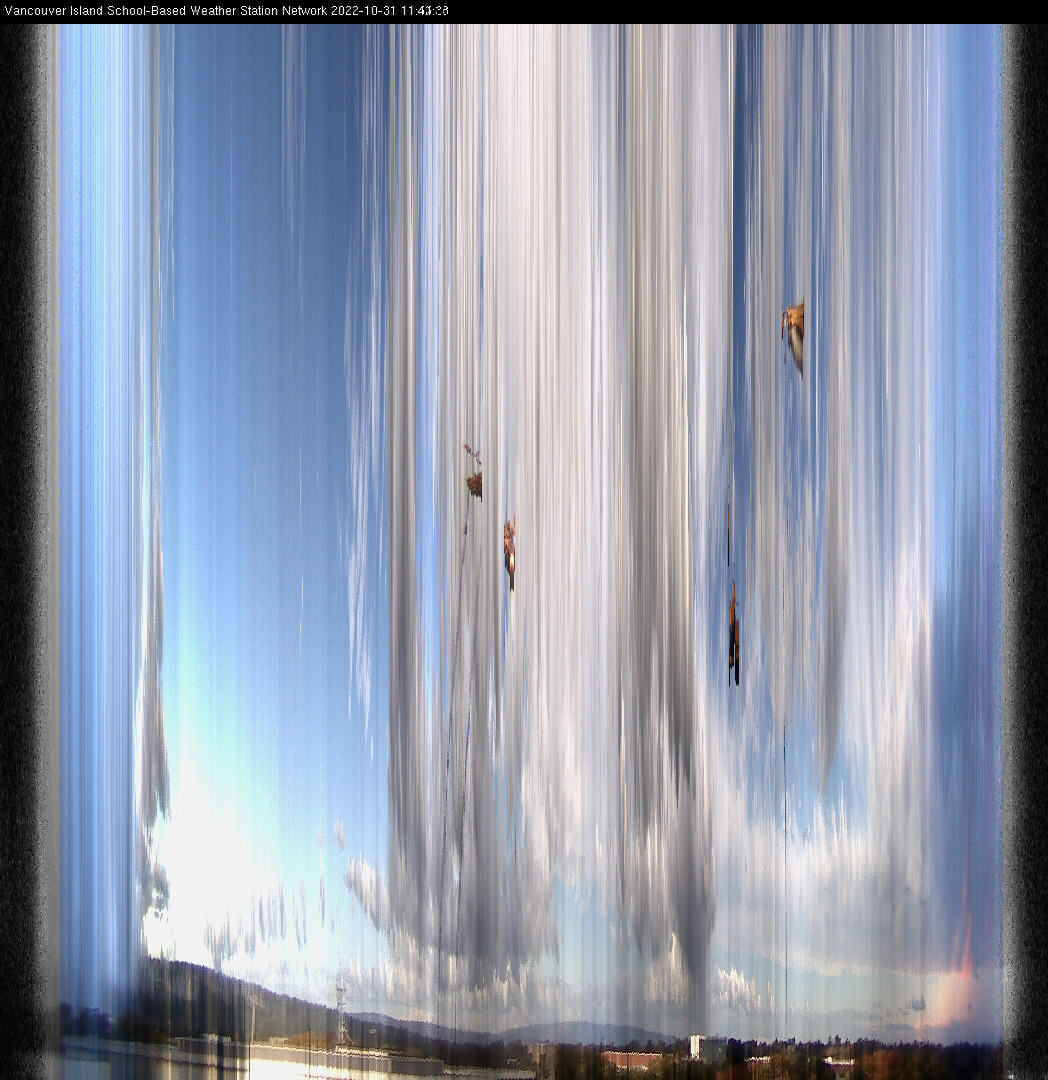 image of the sky seen from UVic, each column of pixels is a different minute, keogram