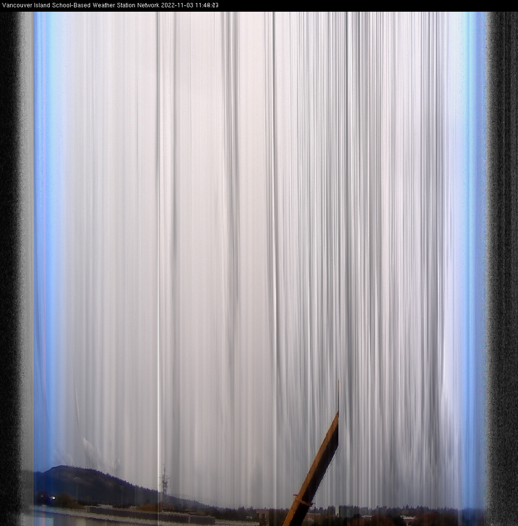 image of the sky seen from UVic, each column of pixels is a different minute, keogram