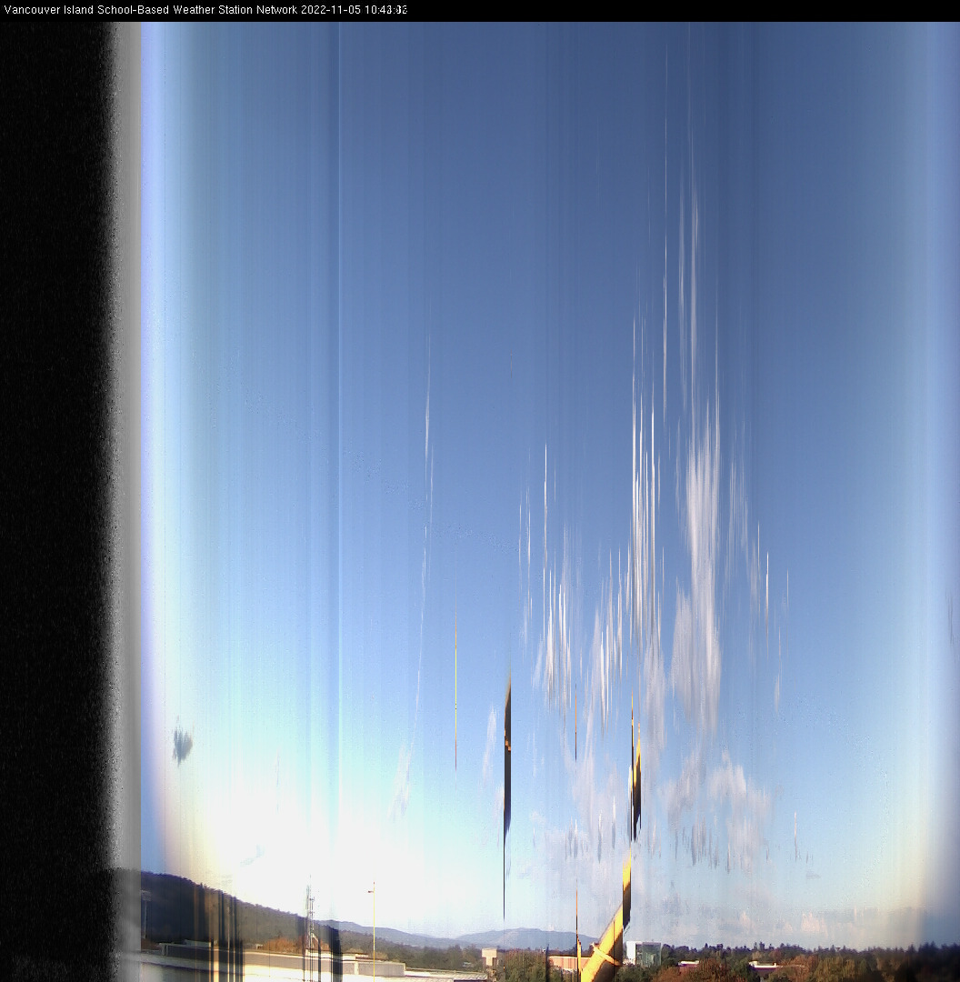 image of the sky seen from UVic, each column of pixels is a different minute, keogram