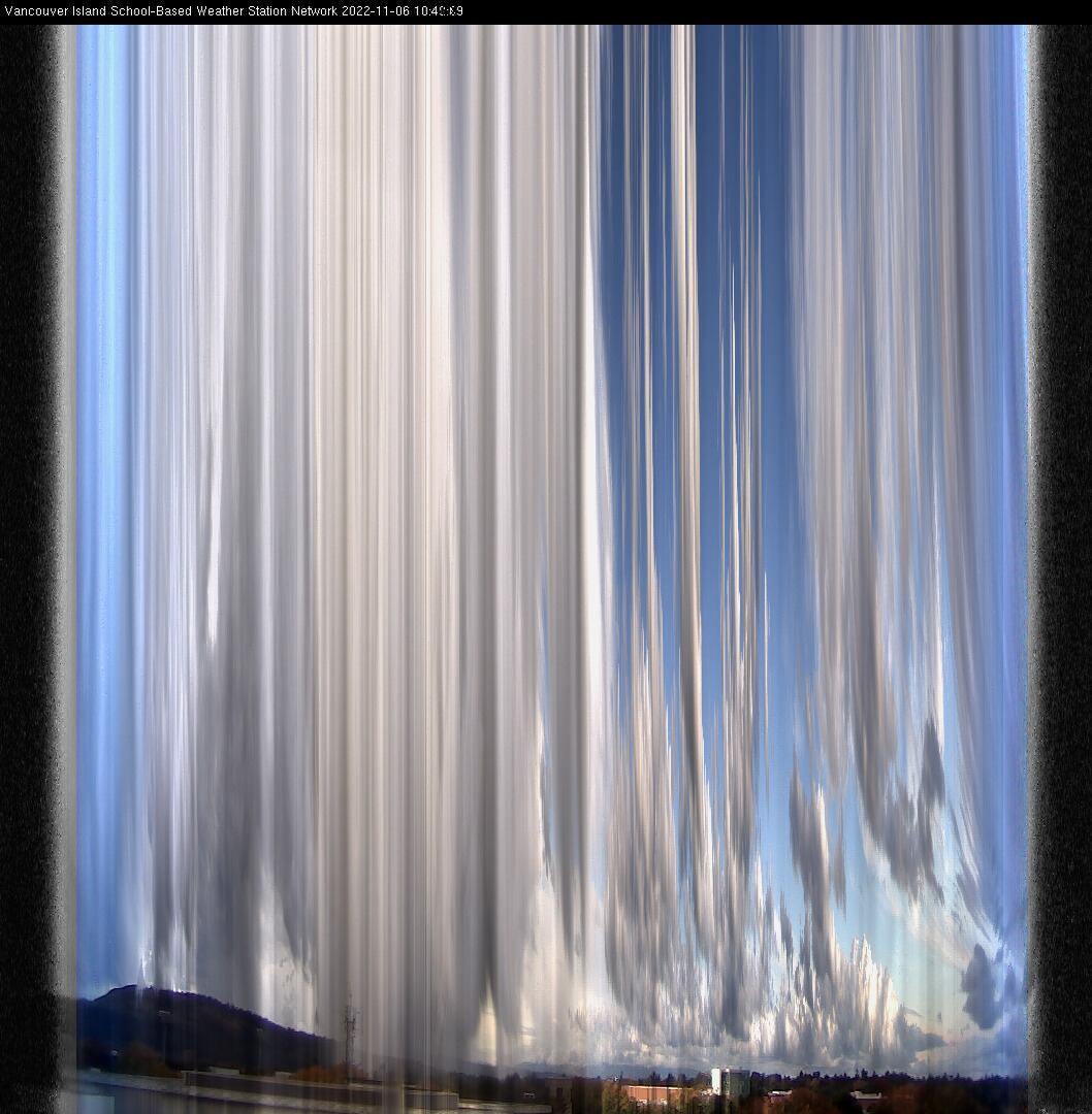 image of the sky seen from UVic, each column of pixels is a different minute, keogram