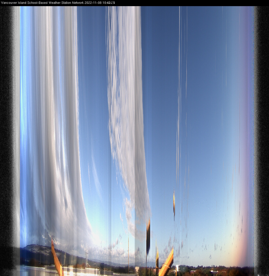 image of the sky seen from UVic, each column of pixels is a different minute, keogram