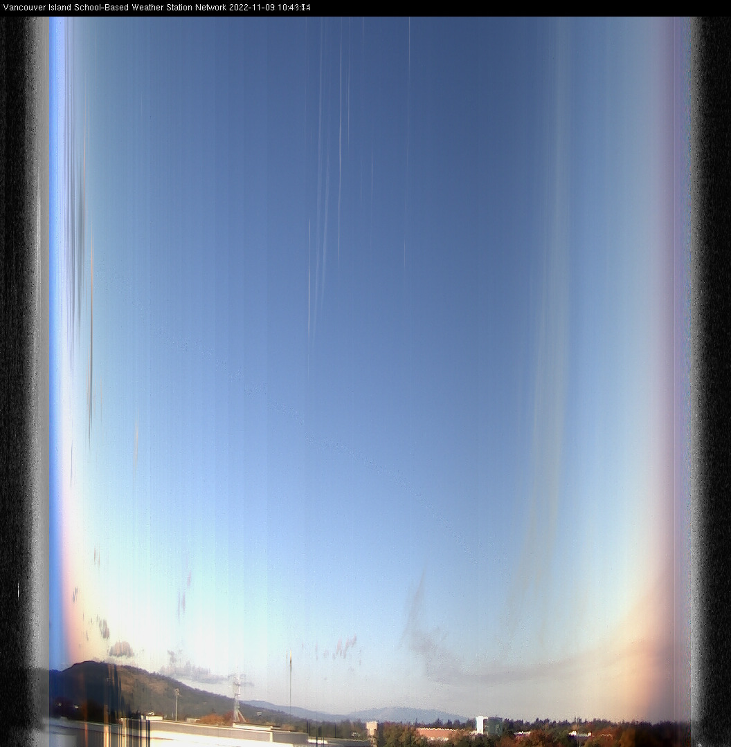 image of the sky seen from UVic, each column of pixels is a different minute, keogram
