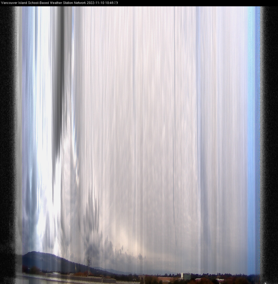 image of the sky seen from UVic, each column of pixels is a different minute, keogram