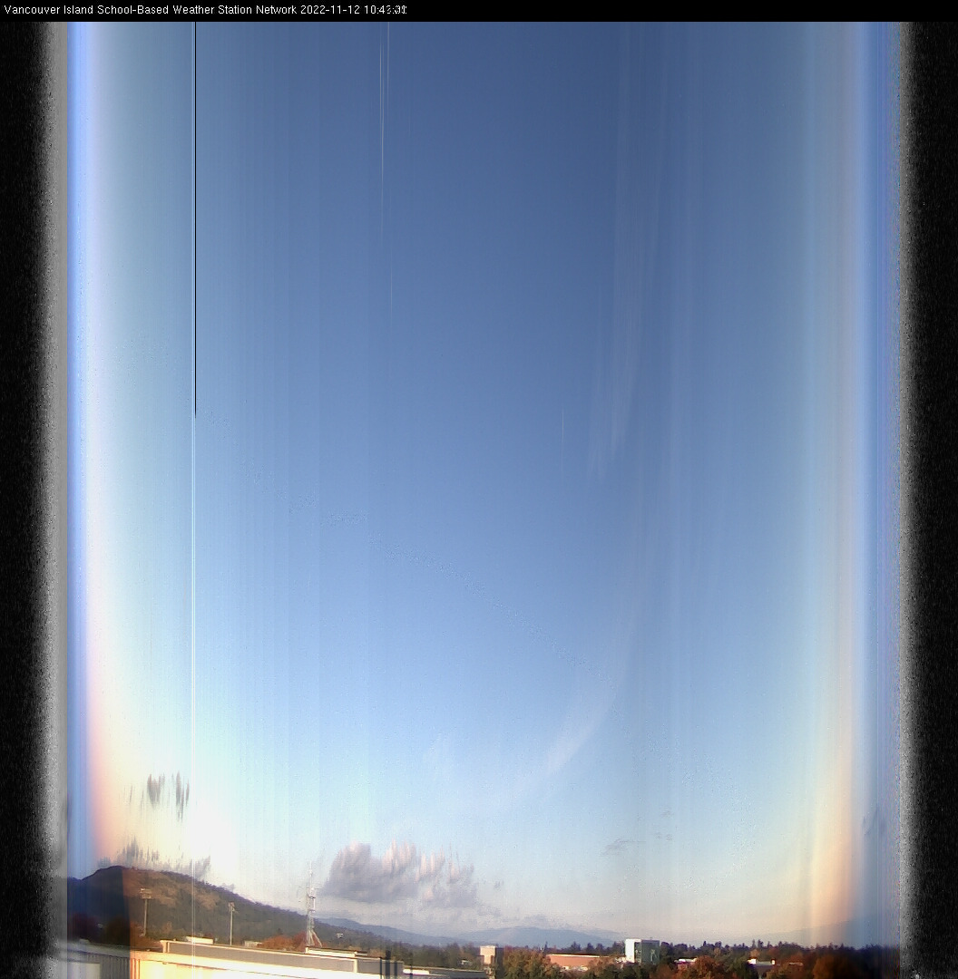 image of the sky seen from UVic, each column of pixels is a different minute, keogram