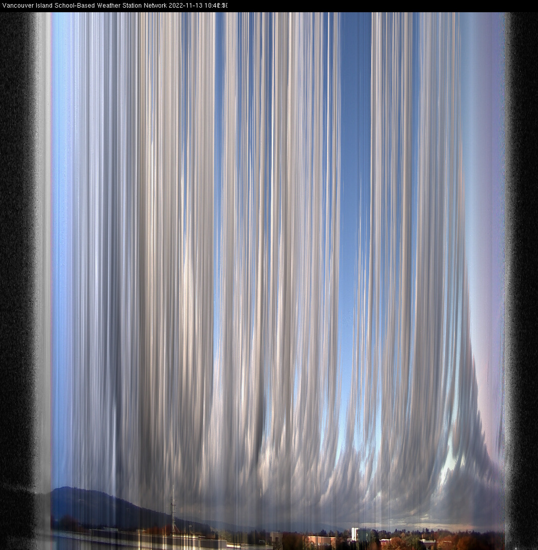 image of the sky seen from UVic, each column of pixels is a different minute, keogram
