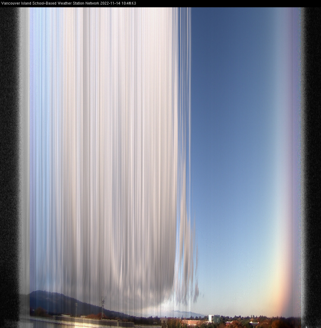 image of the sky seen from UVic, each column of pixels is a different minute, keogram