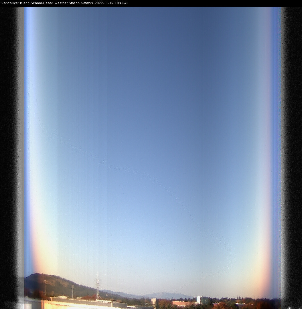 image of the sky seen from UVic, each column of pixels is a different minute, keogram