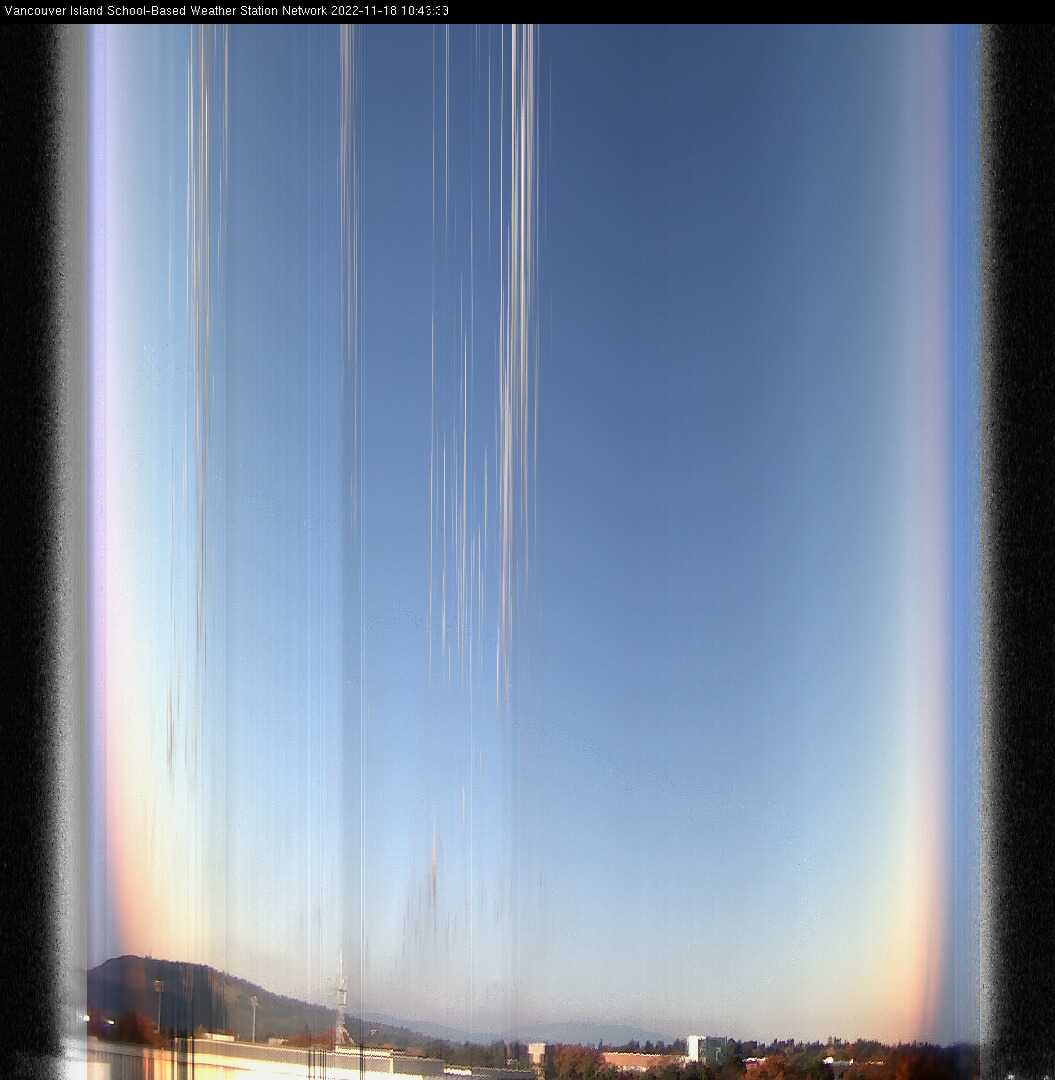 image of the sky seen from UVic, each column of pixels is a different minute, keogram