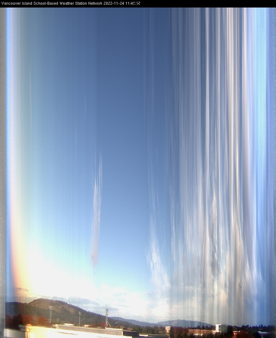 image of the sky seen from UVic, each column of pixels is a different minute, keogram