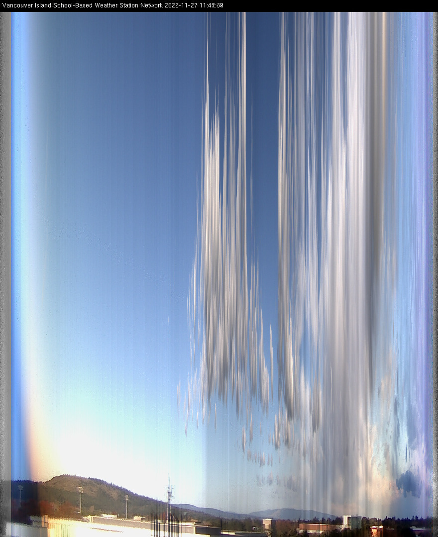 image of the sky seen from UVic, each column of pixels is a different minute, keogram