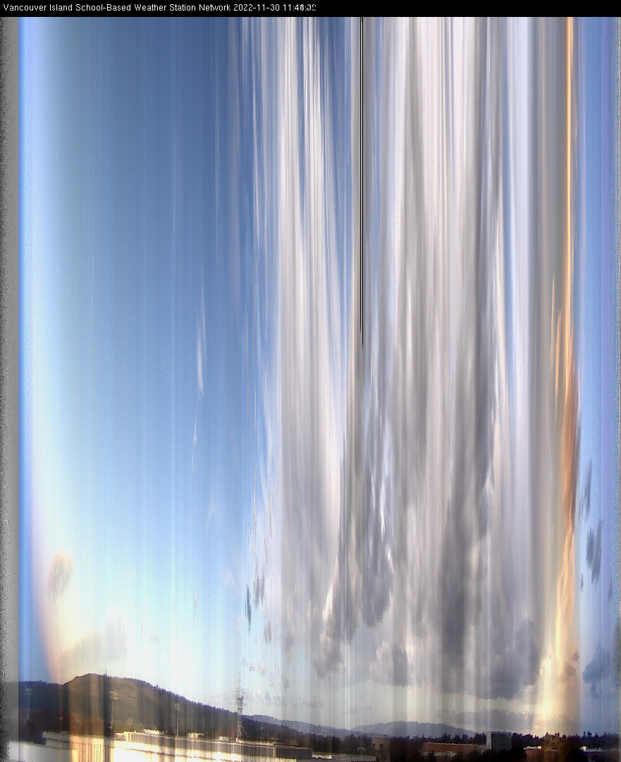 image of the sky seen from UVic, each column of pixels is a different minute, keogram