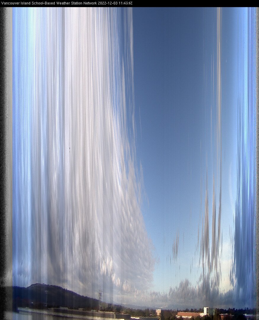 image of the sky seen from UVic, each column of pixels is a different minute, keogram